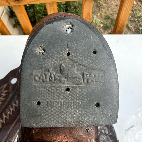 Vintage Sanders tall brown marbled leather western boot - Picture 14 of 16